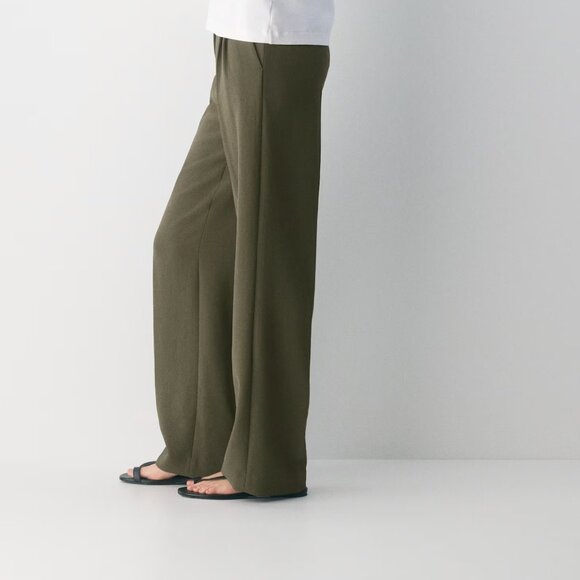 Wilfred Pants - Aritzia Wilfred Effortless Pants Size 10 Olive Wide Leg High Rise